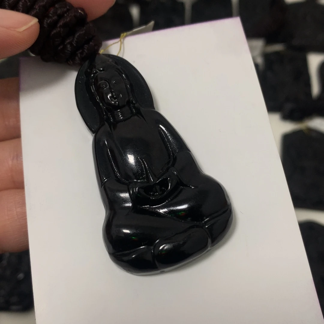 天然缅甸a货钢琴黑挂件