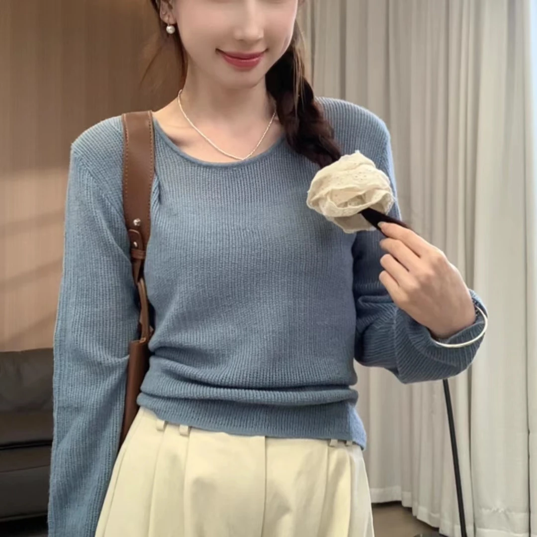 【阿凯自制】HF 7031 设计感针织后绑带长袖罩衫（衣长56）