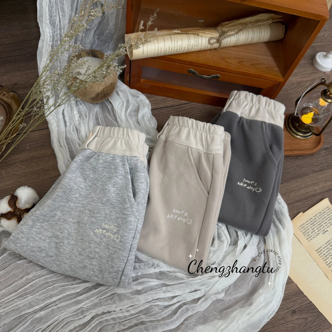 男童秋季休闲卫裤儿童百搭拼色洋气宽松韩版裤子男女宝宝外穿长裤