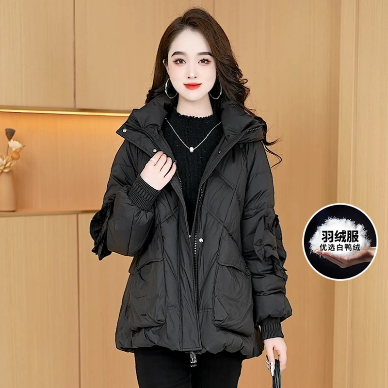 【羽绒服】冬季新款韩版小个子减龄洋气休闲白鸭绒保暖羽绒服外套