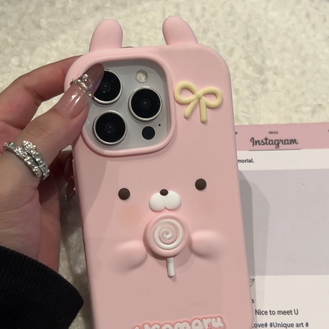 【可旋转】卡通可爱棒棒糖兔子iPhone1716适用14/15pro max手机壳13