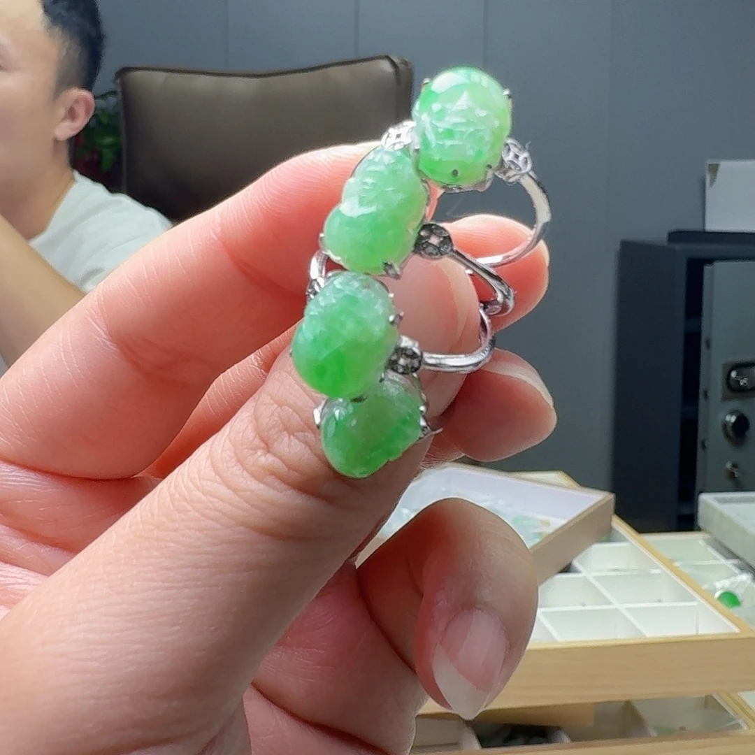 翡翠戒指银S925镶嵌多样性发货其一