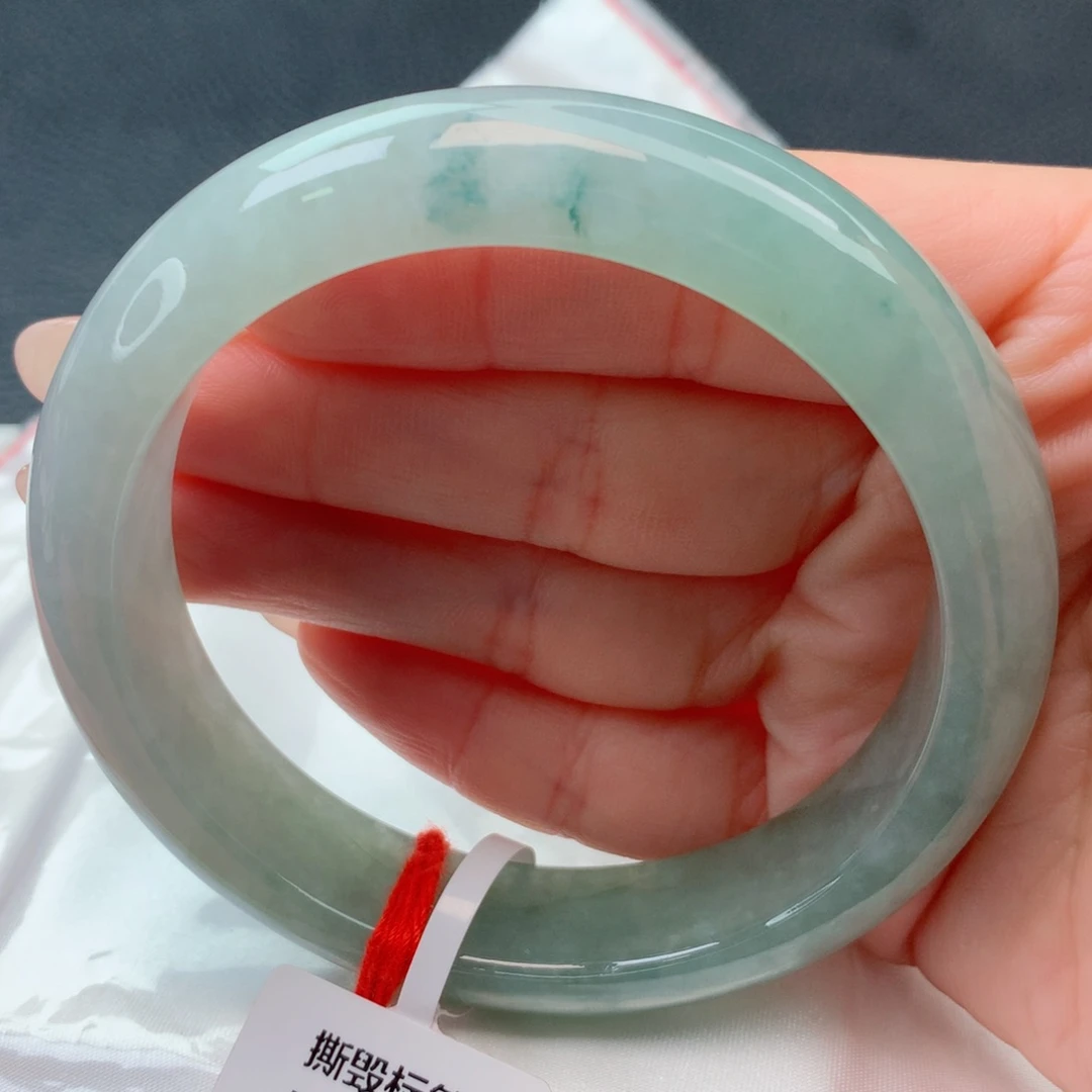 翡翠未镶嵌手镯58-59湖水绿