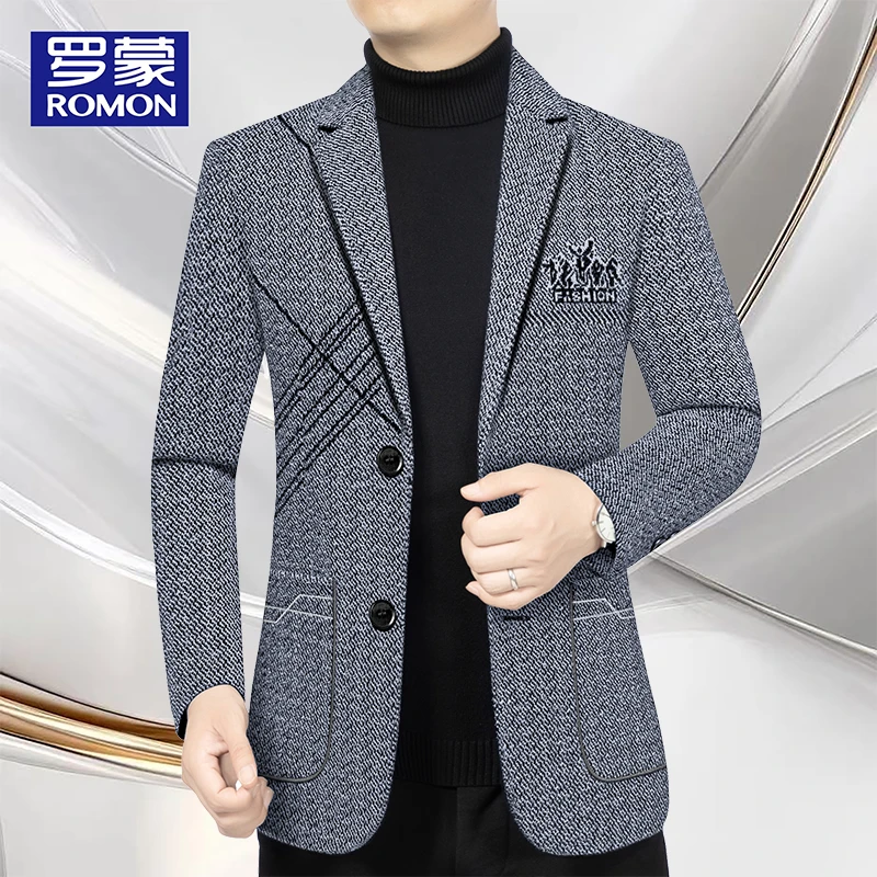 啄木鸟男士新款毛呢商务男装西服保暖时尚西装高档修身潮外套高档