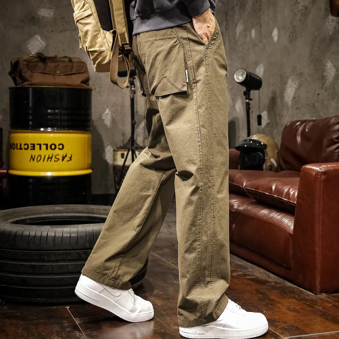 法国Cebrodz美式高端休闲裤男夏季2025新款宽松直筒亲肤工装裤潮