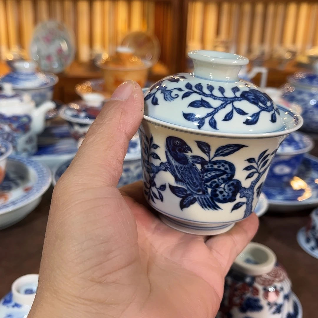 錡镇堂手工手绘盖碗