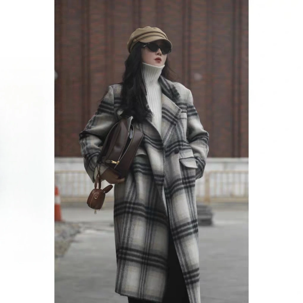 【现货】Onepire|本期回馈·70羊毛复古文艺范格纹双面羊毛呢大衣