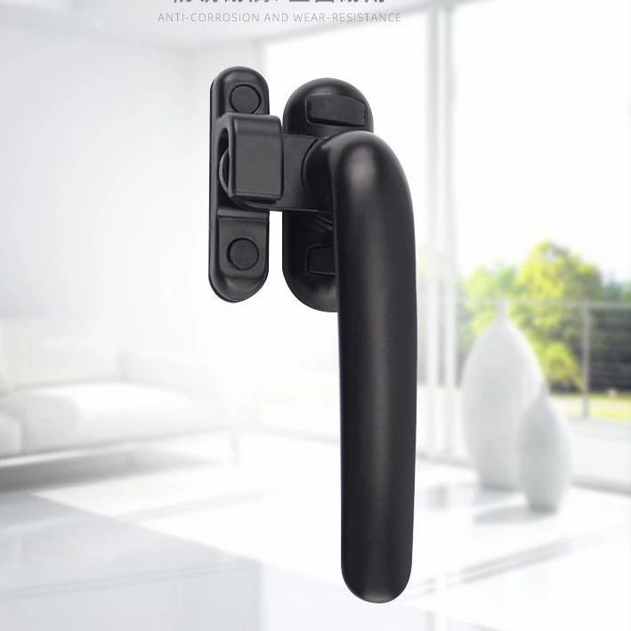 50型铝合金窗户拉手平开窗七字执手内开窗外开窗带锁扣滚轮把手