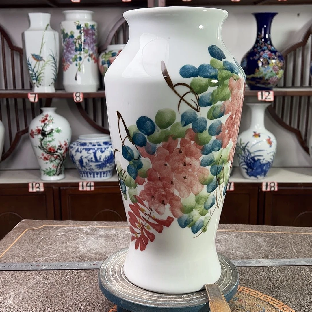 陶摆件景德镇陶瓷大鱼红紫