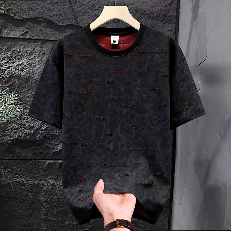 2025新款撞色基础大众套头男装T恤青年短袖宽松夏季半袖上衣服男