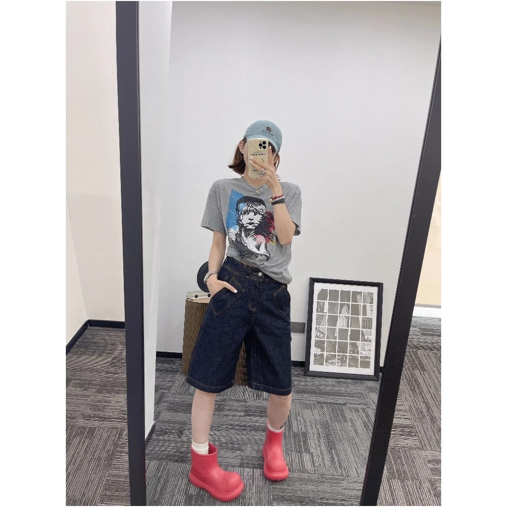 AMYLIANG｜【曼哈顿女孩】高级感美式印花休闲宽松短袖T恤YR1DX0198