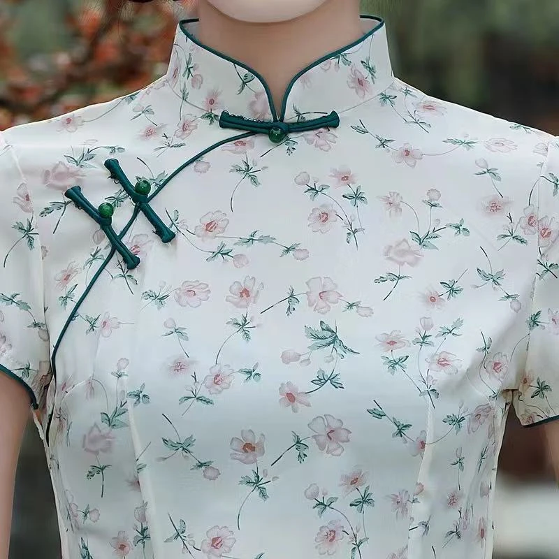中式复古文艺唐装上衣女清新素雅汉服旗袍