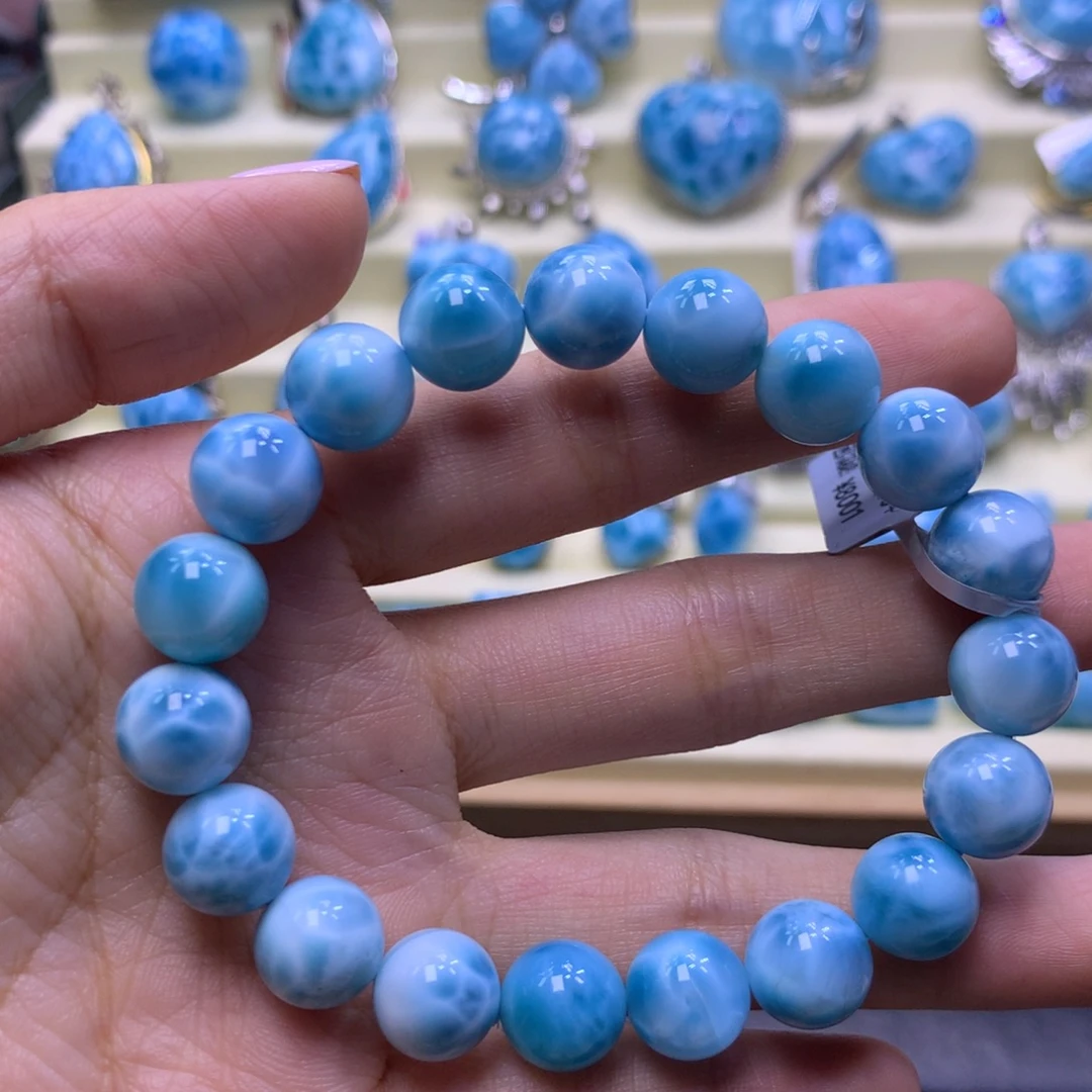 针钠钙石（海纹石）未镶嵌手串10+手串色差略异