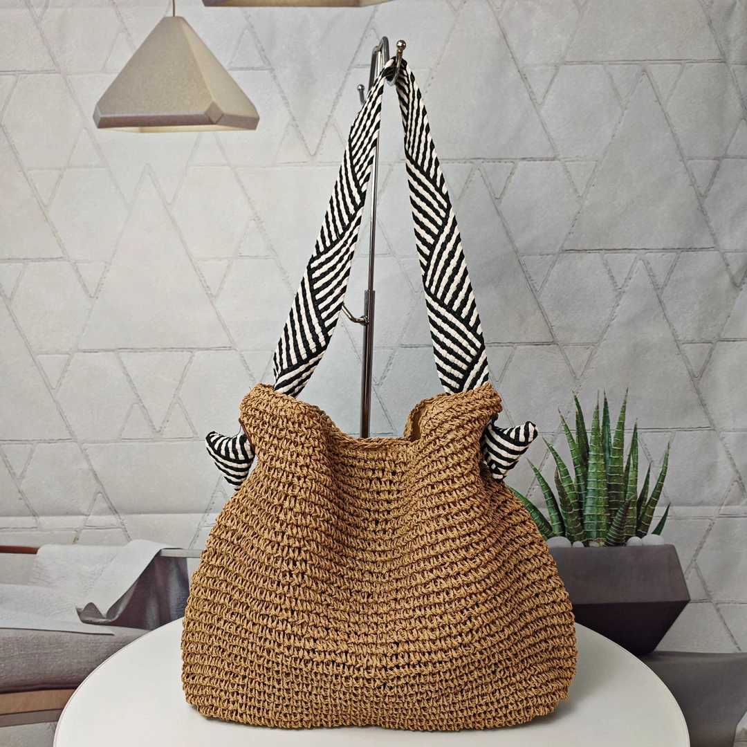 夏季韩风海军草编包包手工编织包沙滩单肩包通勤托特包腋下水桶包