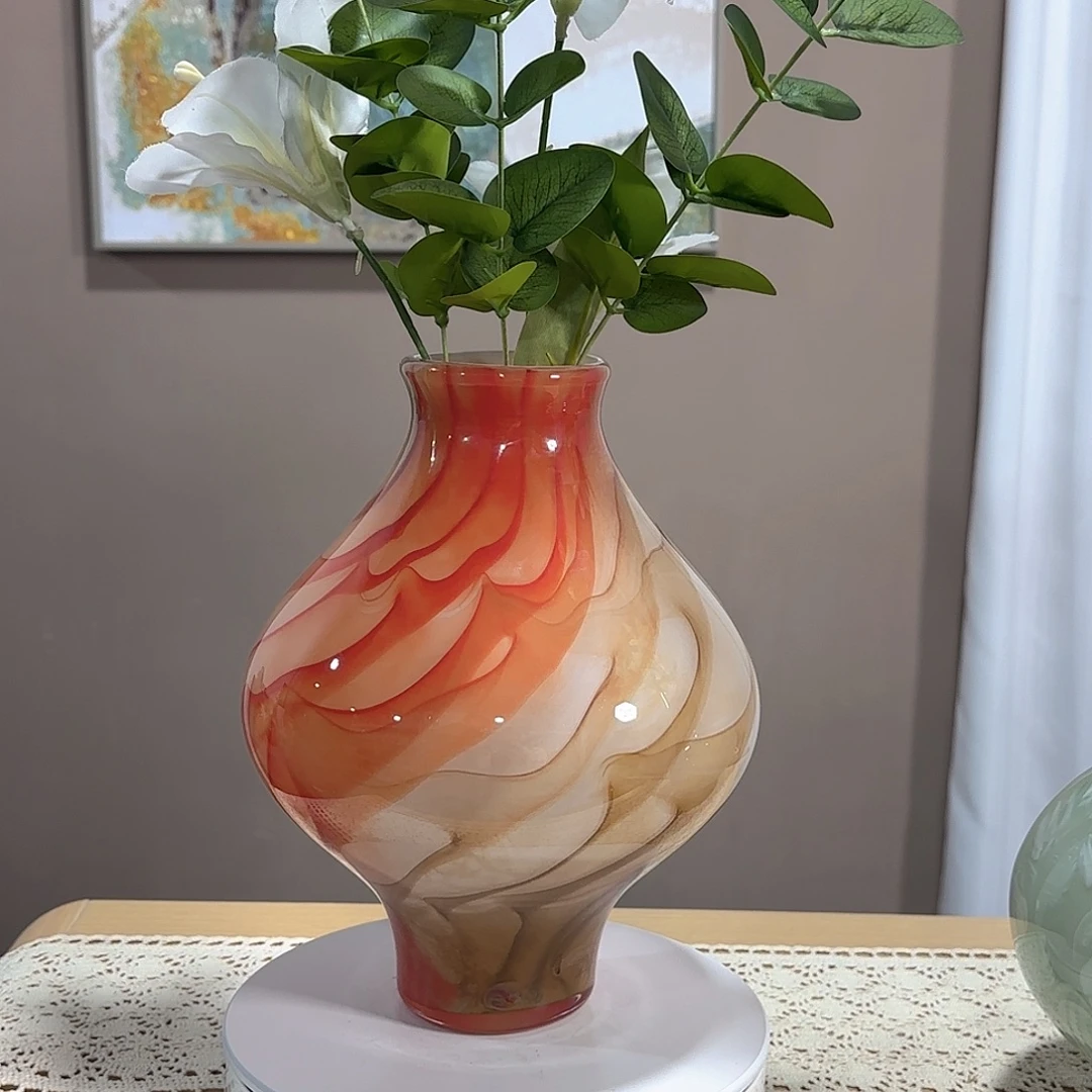 琉璃红色系手工琉璃花瓶