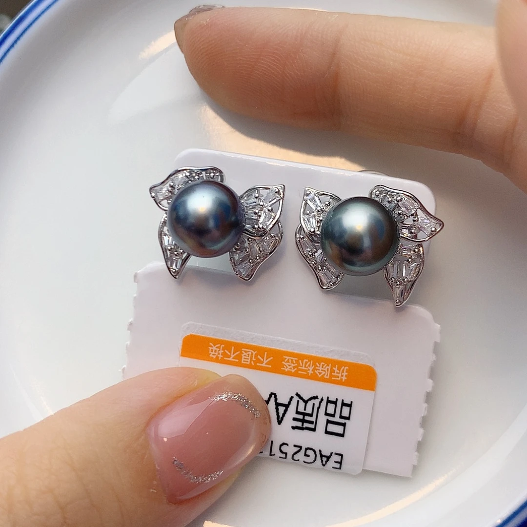 银S925镶嵌海水珍珠耳饰w33