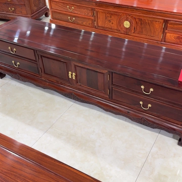 易***剧书柜黑酸枝木类1号非洲酸枝木团圆电视柜