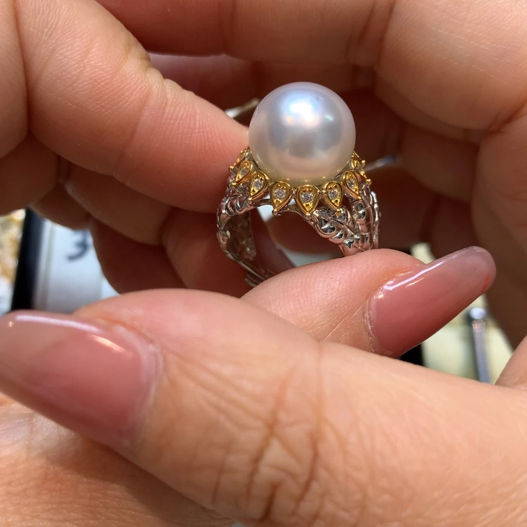 海水珍珠戒指银S925镶嵌