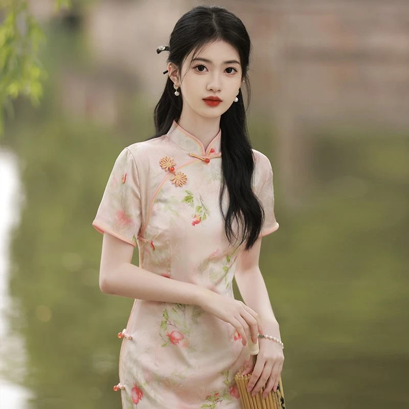 年轻款改良旗袍2025新款夏季文艺复古民国风少女高端气质日常长款