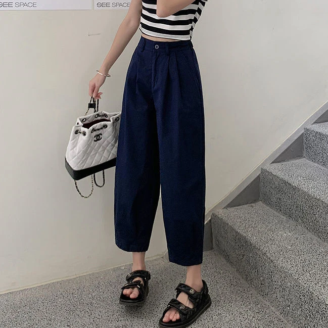 夏季薄款哈伦休闲裤女2025新款宽松显瘦直筒裤子日系九分香蕉裤女