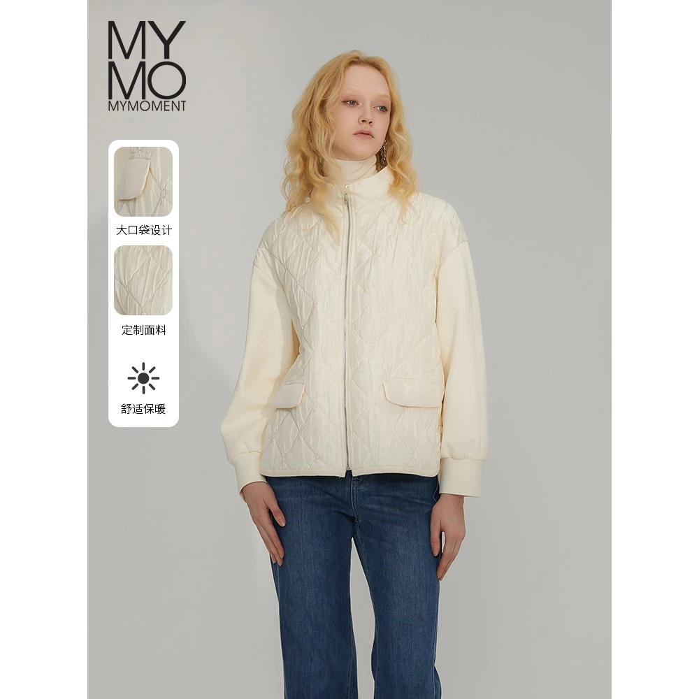 MYMO简约针织拼接棉服冬新款朗黛立领外套女M3W660M