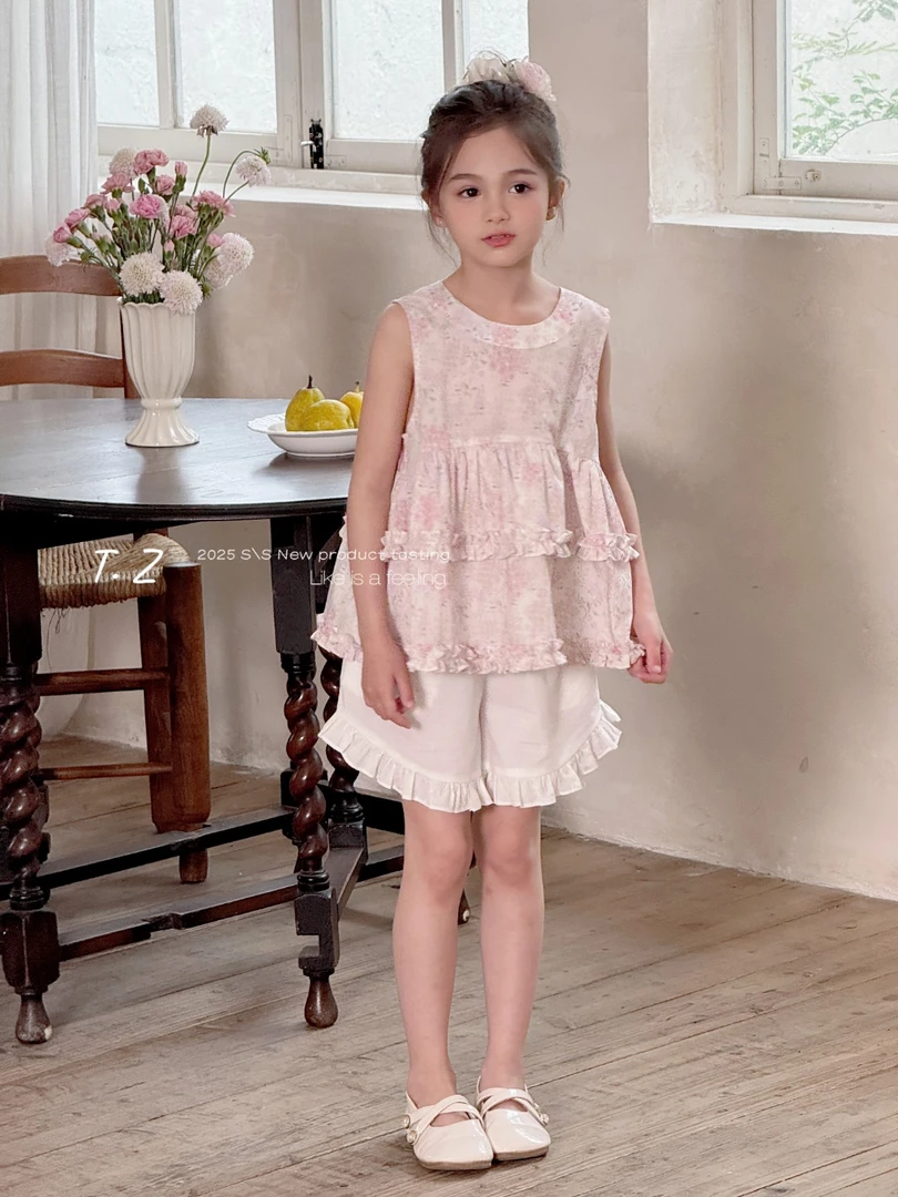 女童白色棉布花边短裤