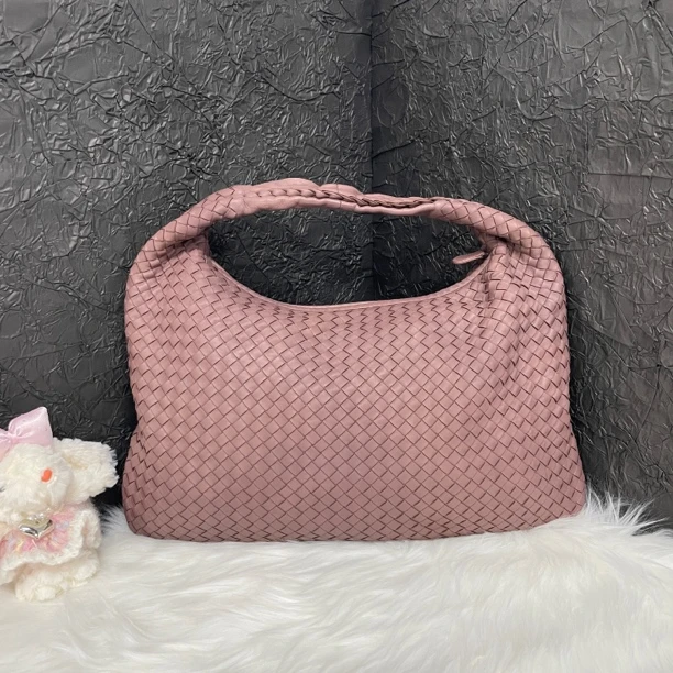 95新 BOTTEGA VENETA/葆蝶家 葆蝶家BV裸色编织手提包