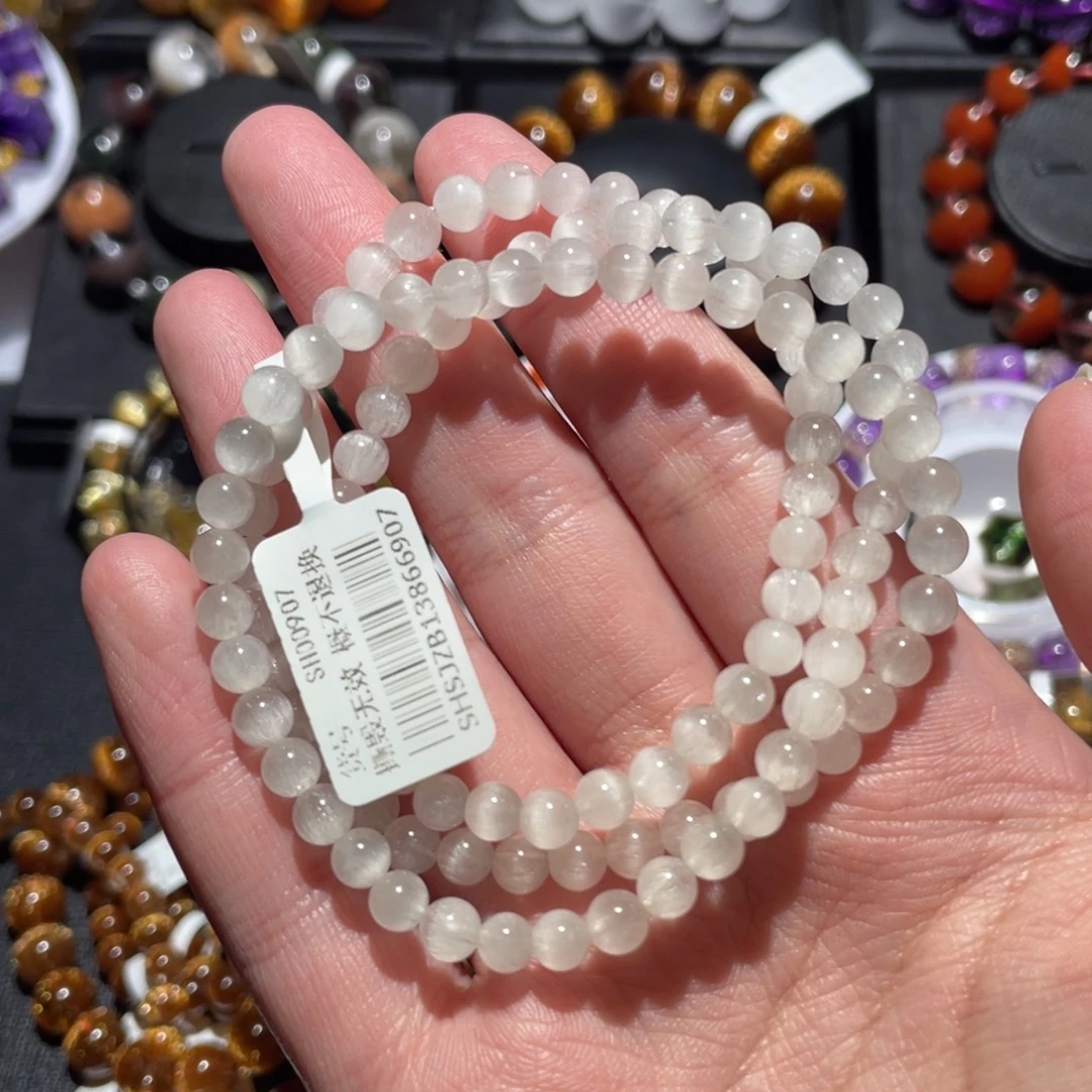 未镶嵌水晶手链白兔毛多圈手链5mm左右