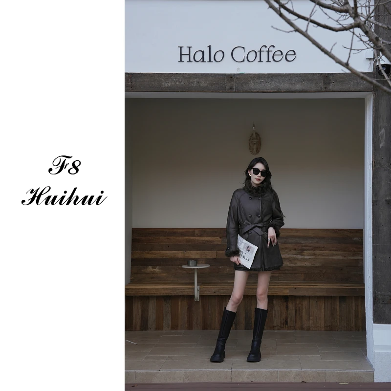 【F8】“柏林2.0” 高奢小湖羊！超轻软经典款翻领收腰小湖羊皮毛一体