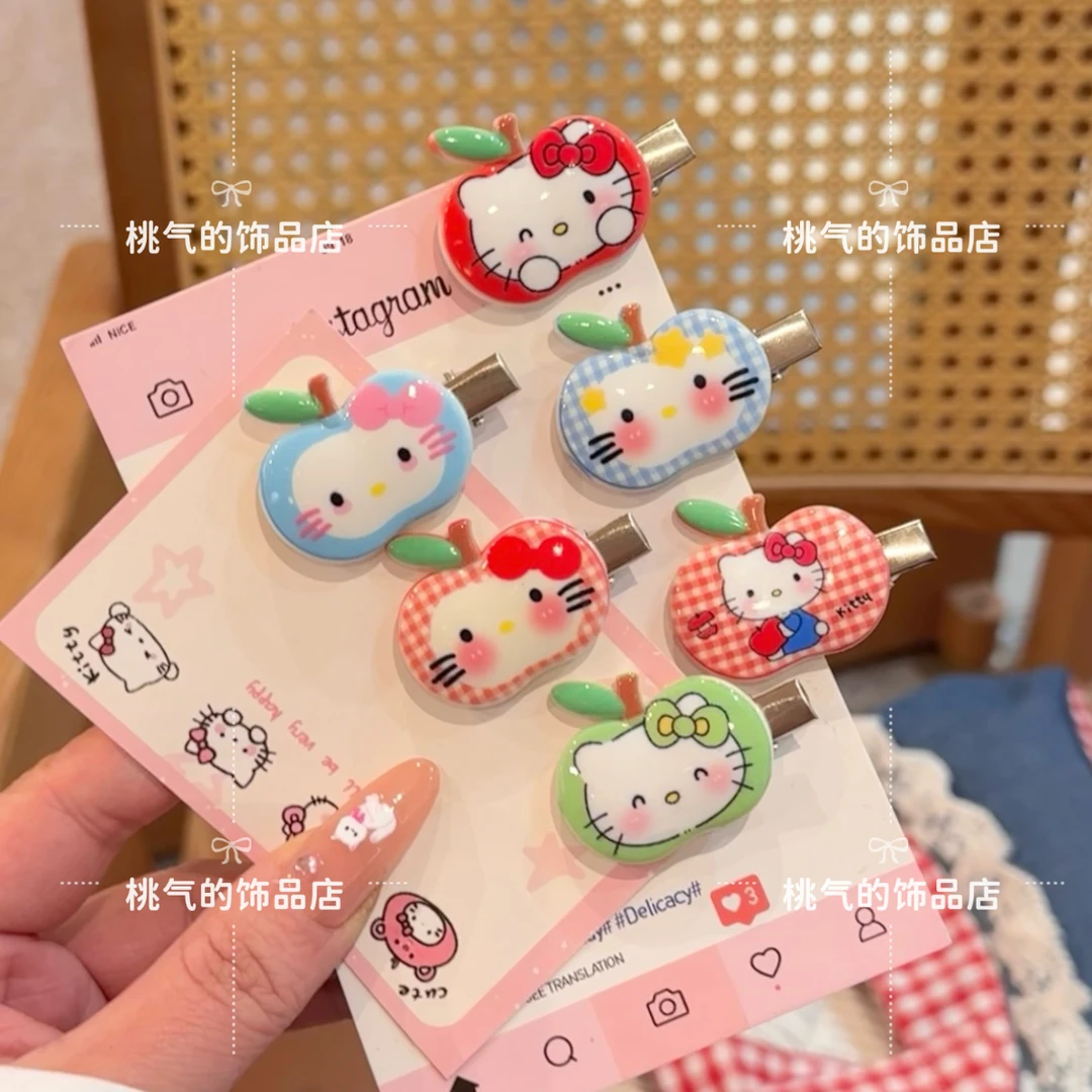 新款可爱卡通kt猫苹果甜美发夹ins少女鸭嘴刘海侧边发卡发饰头饰