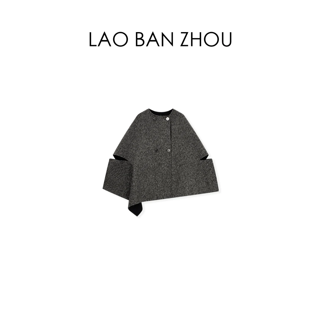 【老板周】法式赫本 秋冬小众设计双排扣气质斗篷外套