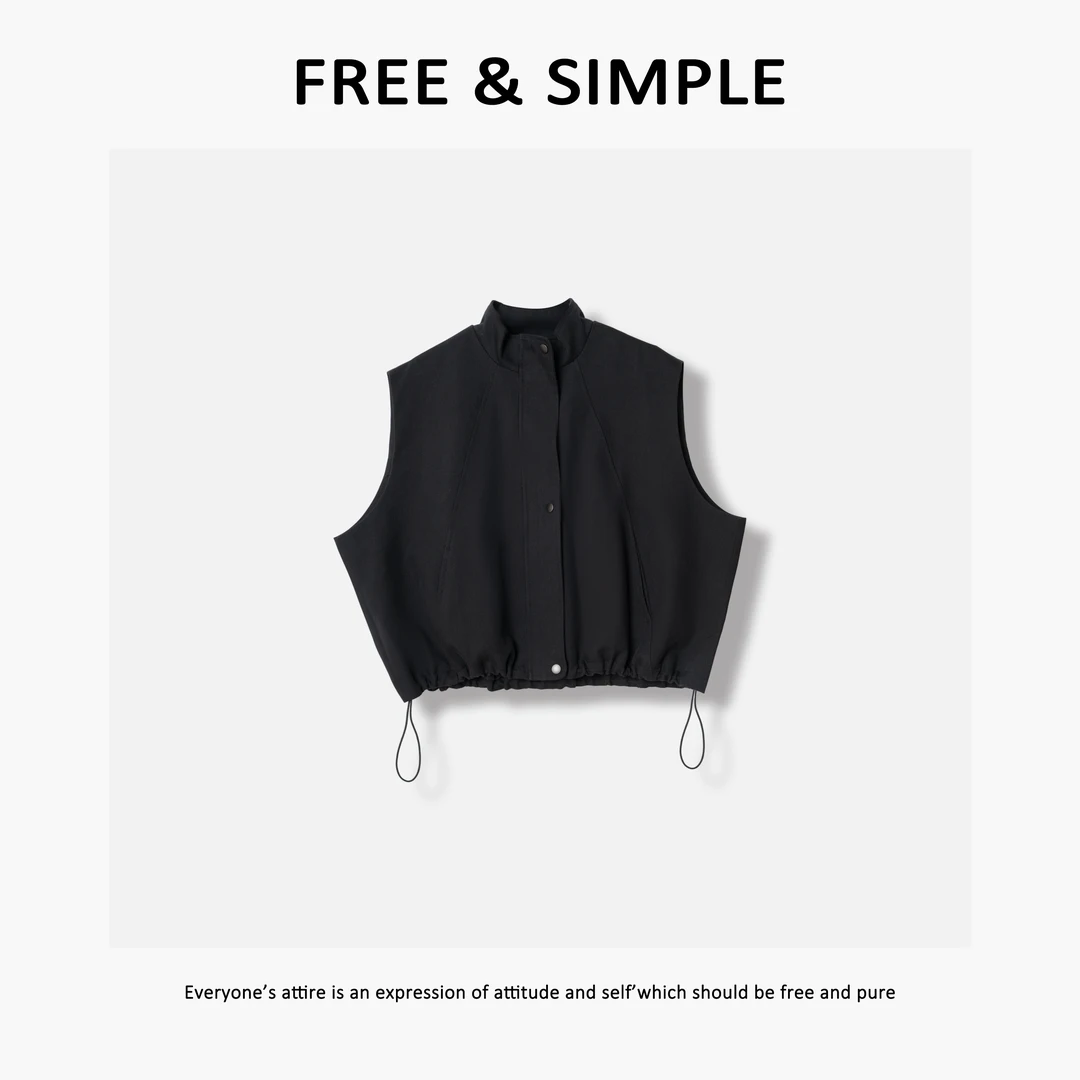 Free&Simple-‘知识分子’早秋款极简小众设计师款立领马甲-A9998