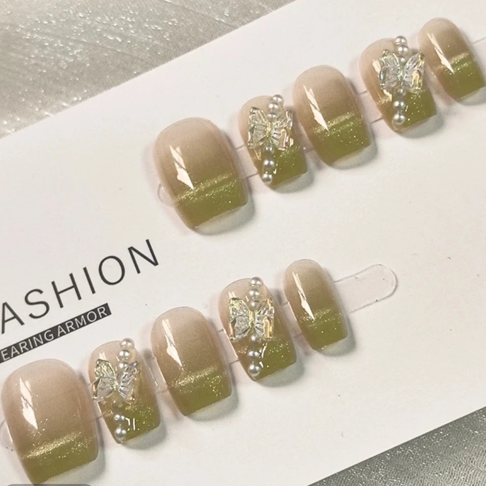 【勤勤-穿戴甲】轻奢高级法式珍珠蝴蝶高级重工气质穿戴甲