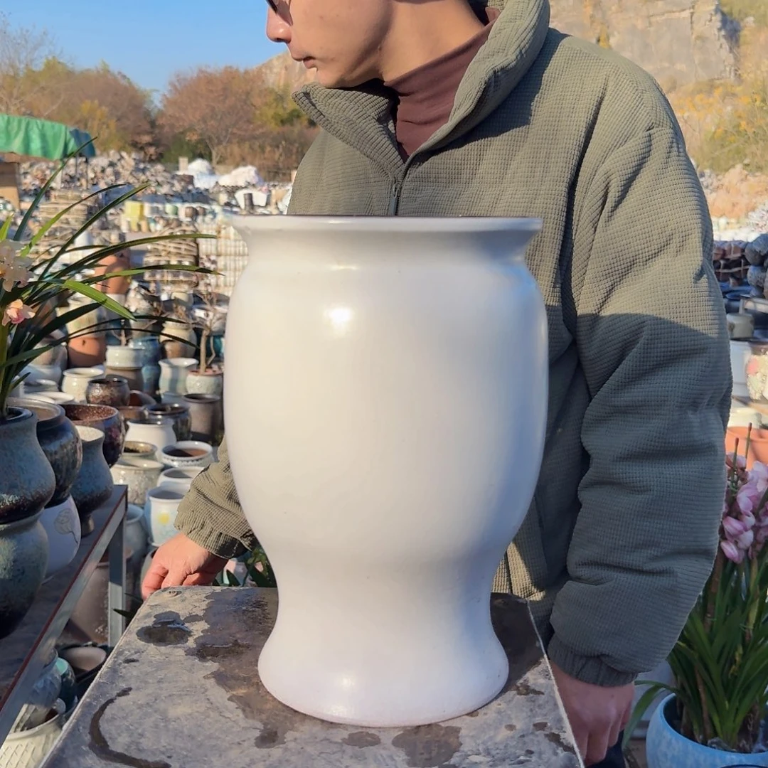 紫砂花盆口20高30（一个葫芦白色老胡