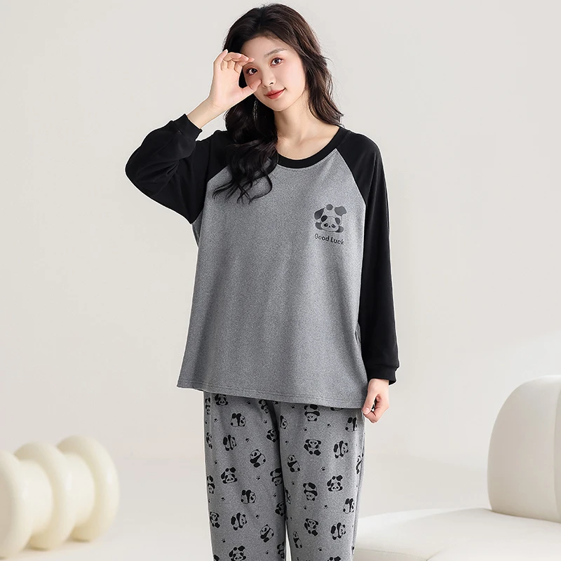 冬季德绒保暖女士长袖长裤睡衣家居服套装高级休闲居家外穿