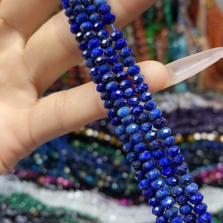 玛瑙/玉髓未镶嵌珠宝半成品天然青金切面车轮卡4mm