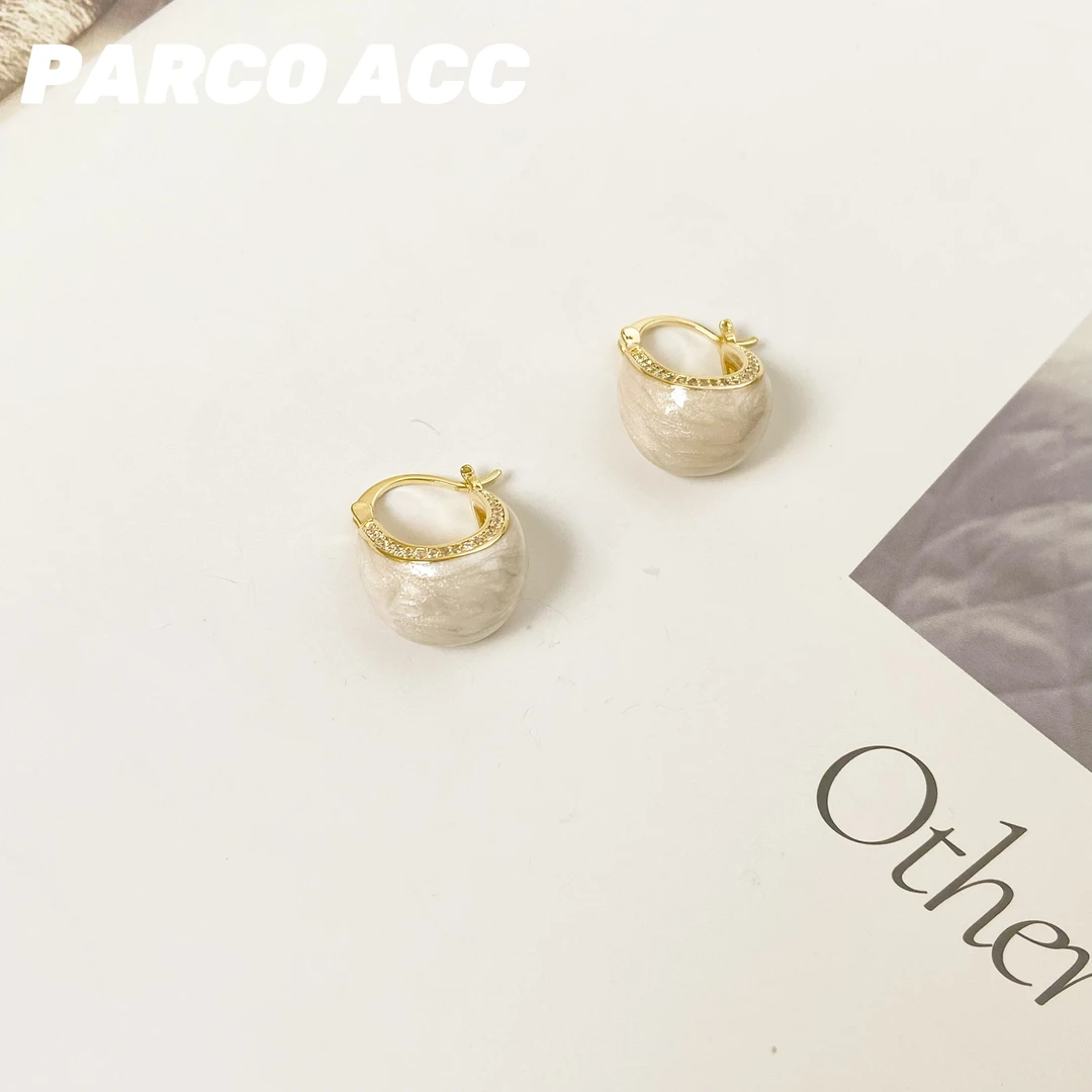 铜合金合成锆石耳饰 TC304  流沙金色挎包耳钉