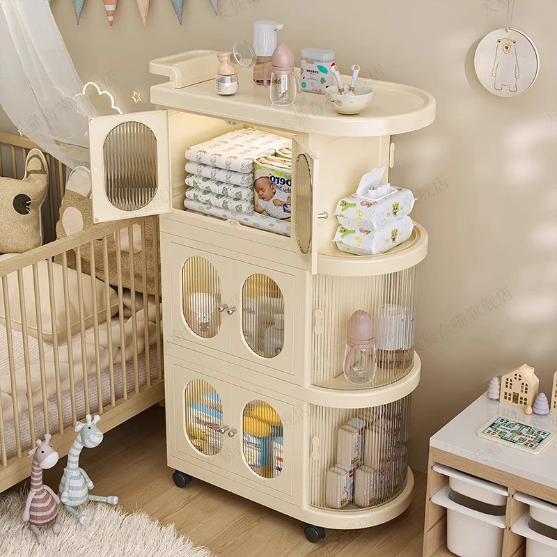 母婴柜婴儿用品收纳柜多功能宝宝喂养台奶粉尿不湿收纳分层整理柜