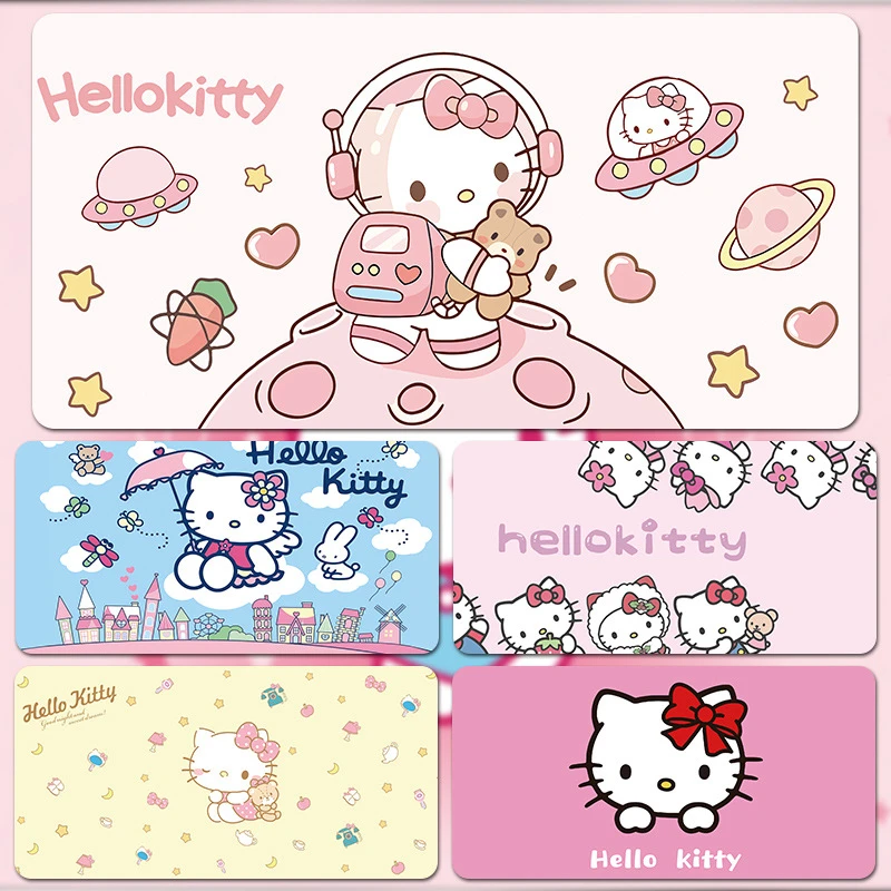 hellokitty鼠标垫超大号可爱卡通凯蒂猫女生电脑键盘粉色办公桌垫