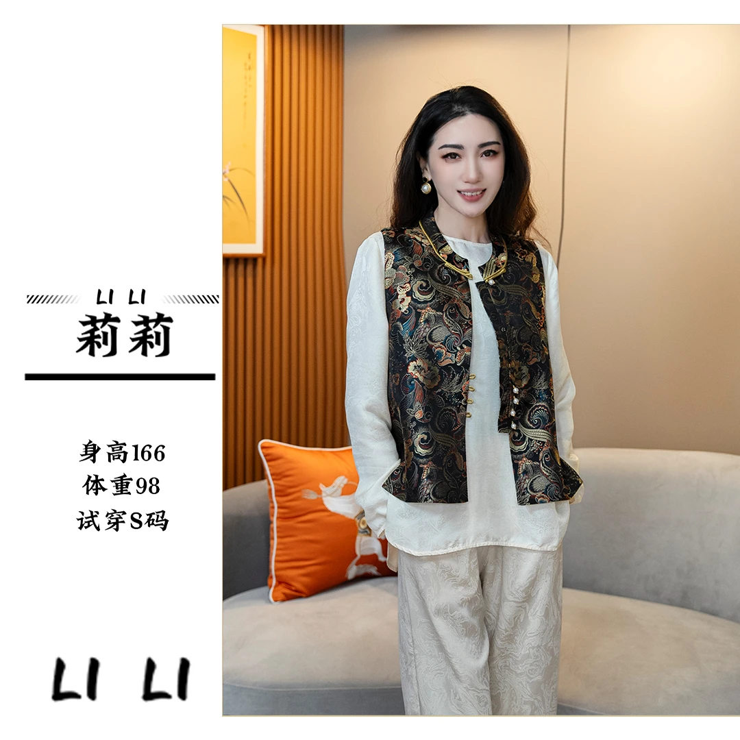 LIli-时尚百搭复古宽松中式中国风印花民族风马甲HF-870080
