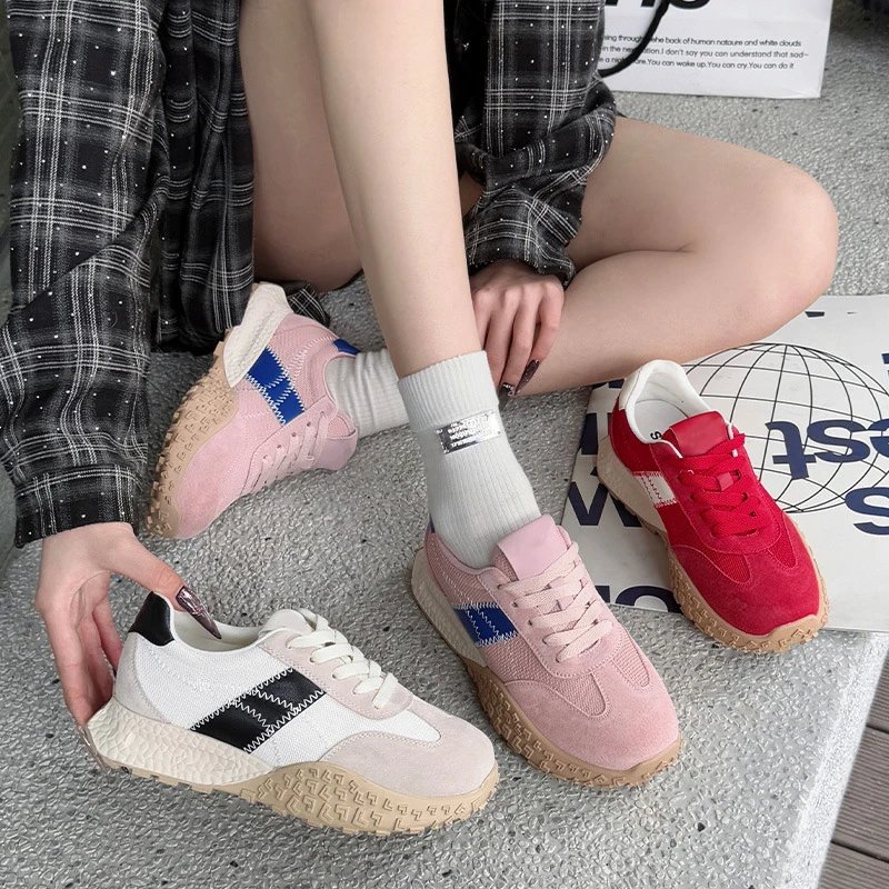 小个子厚底小码德训鞋女32-34码拼色透气舒适百搭显瘦休闲运动鞋