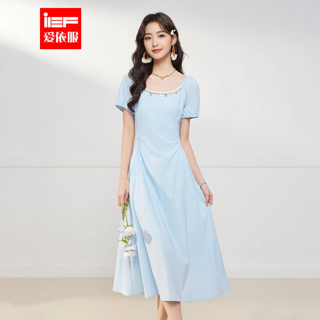 IEF/爱依服连衣裙2025夏季新款法式成熟优雅气质修身显瘦连衣长裙