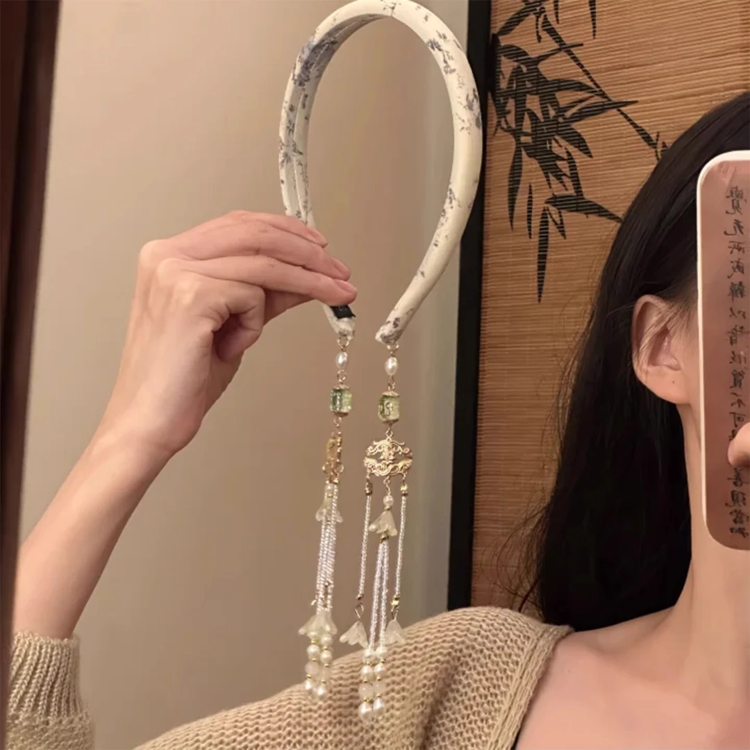 发箍韩版韩式江南烟雨新中式复古流苏发箍假耳环民族风头箍发