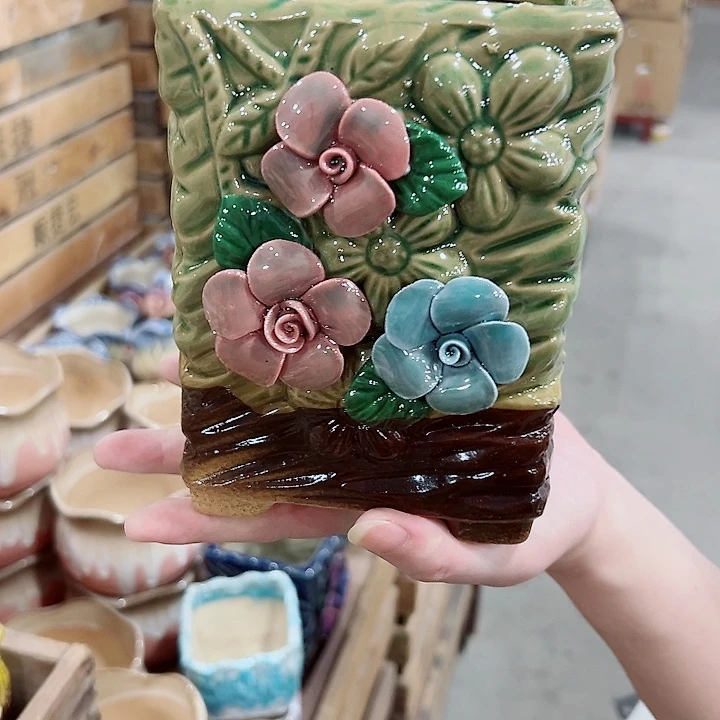 有孔.凑满10元发货多肉陶瓷花盆！