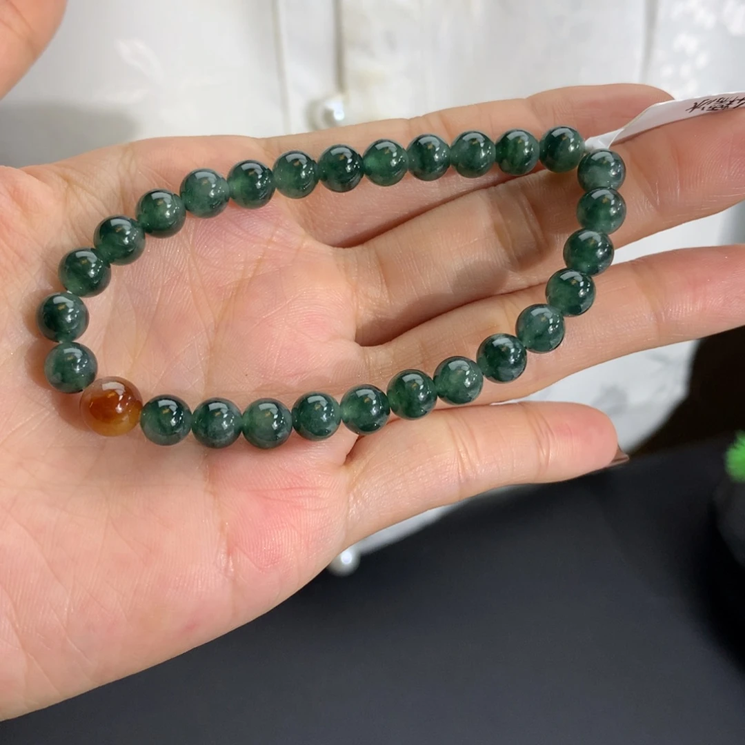 未镶嵌手串翡翠卡6.3胶润飘花手串