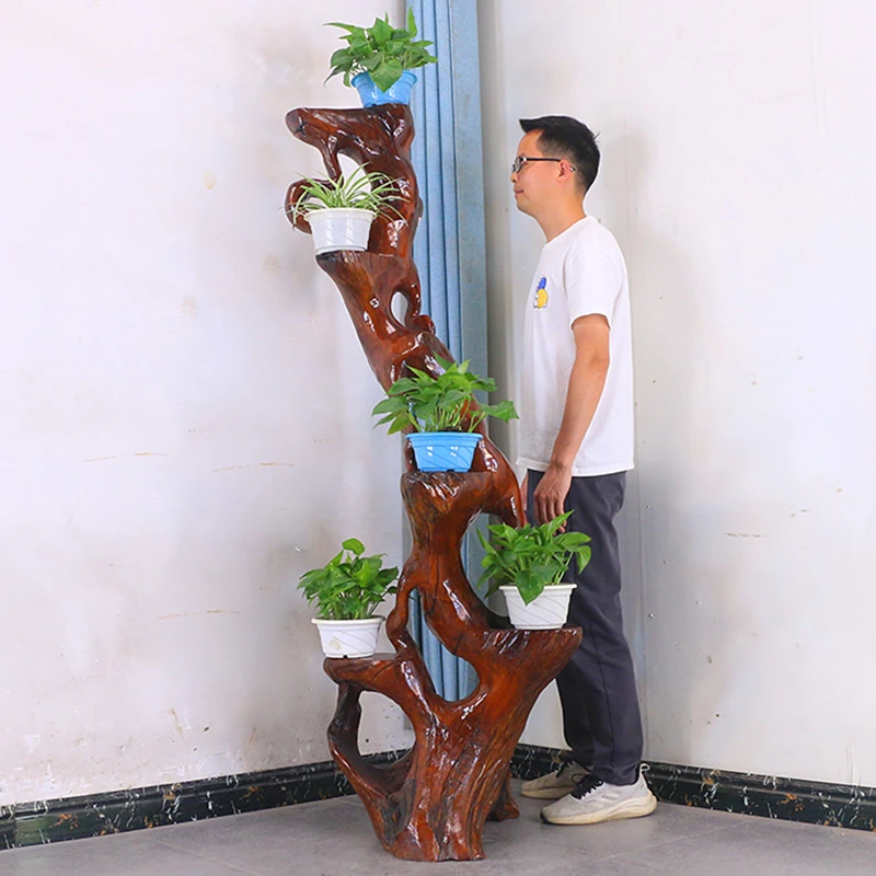 根雕花架底座客厅摆件实木树根盆景架阳台根艺原木标本架MH10938