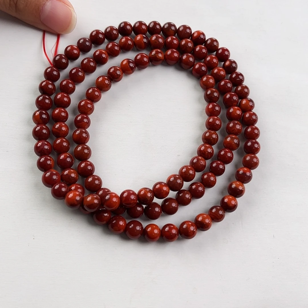 卷***5南红玛瑙未镶嵌手链瓦西收藏级牛血红满肉多圈6mm