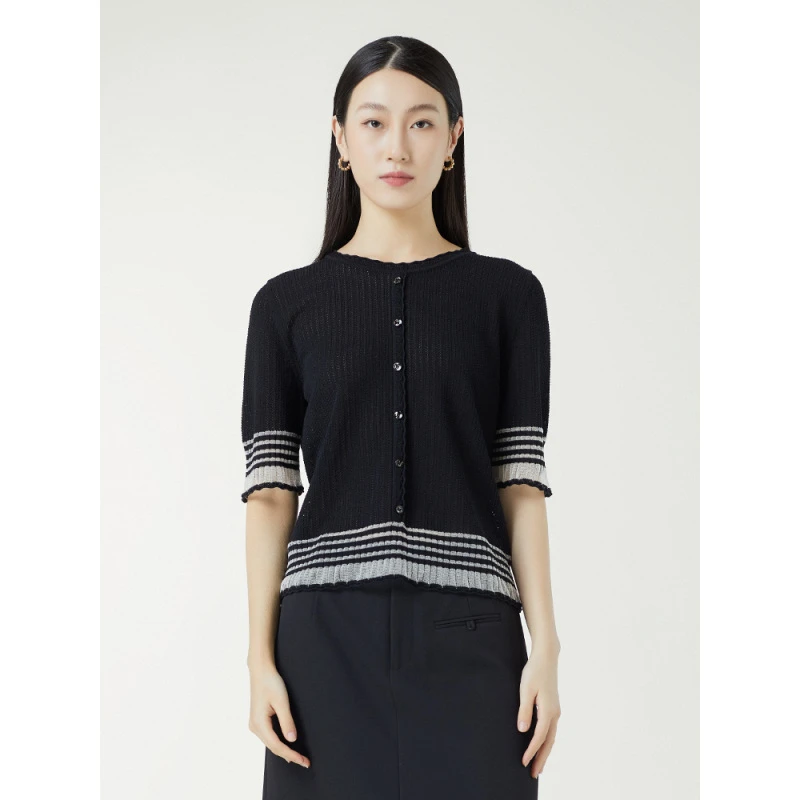 菲姿FEIZI夏款圆领针织上衣2B840