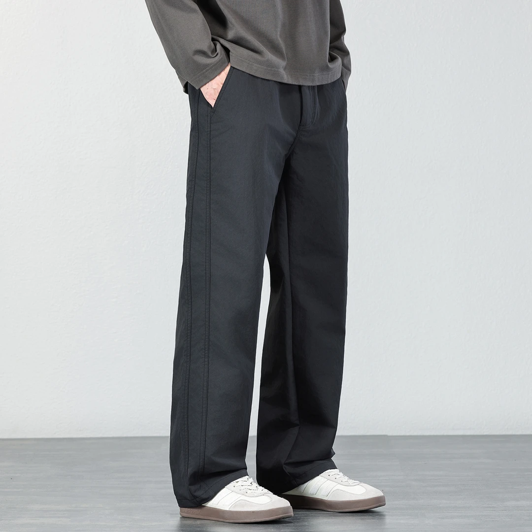 宽松垂坠感休闲裤男2025秋冬新款直筒百搭长裤简约纯色青年男裤子
