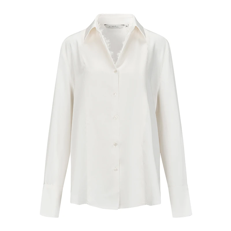 2025春夏气质白色纯色衬衫长袖时尚百搭简约修身商务通勤CY1990